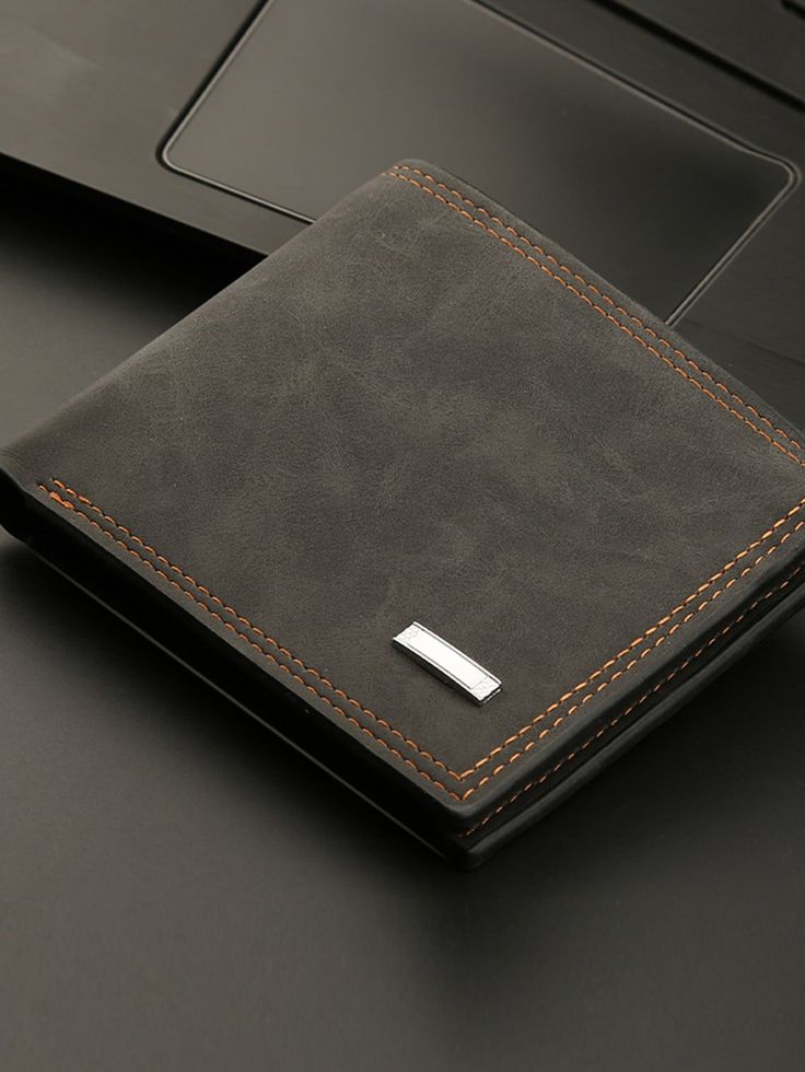 Men Metal Decor Mini Wallet
